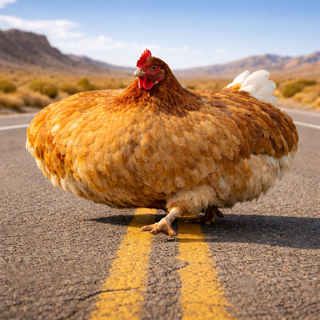 wide the chicken, cross the road logo